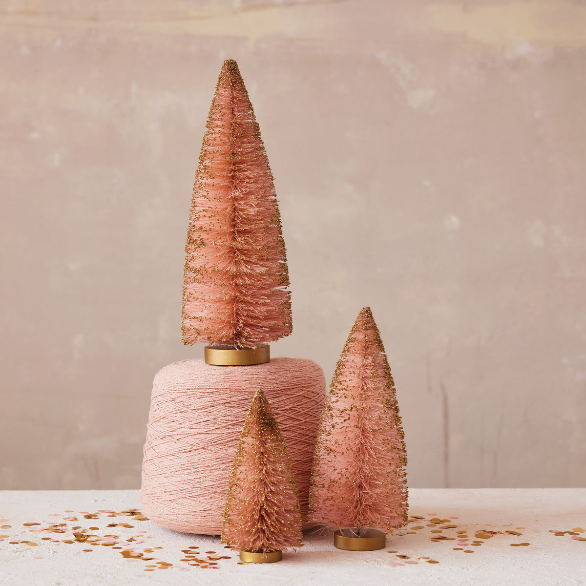 Glitter Pink Sisal Bottle Brush Tree