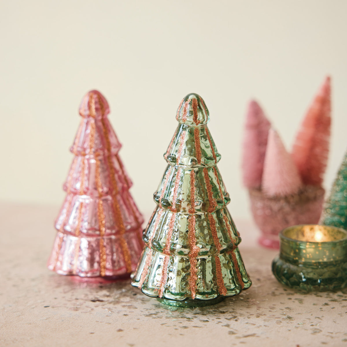Mercury Glass Striped Tree