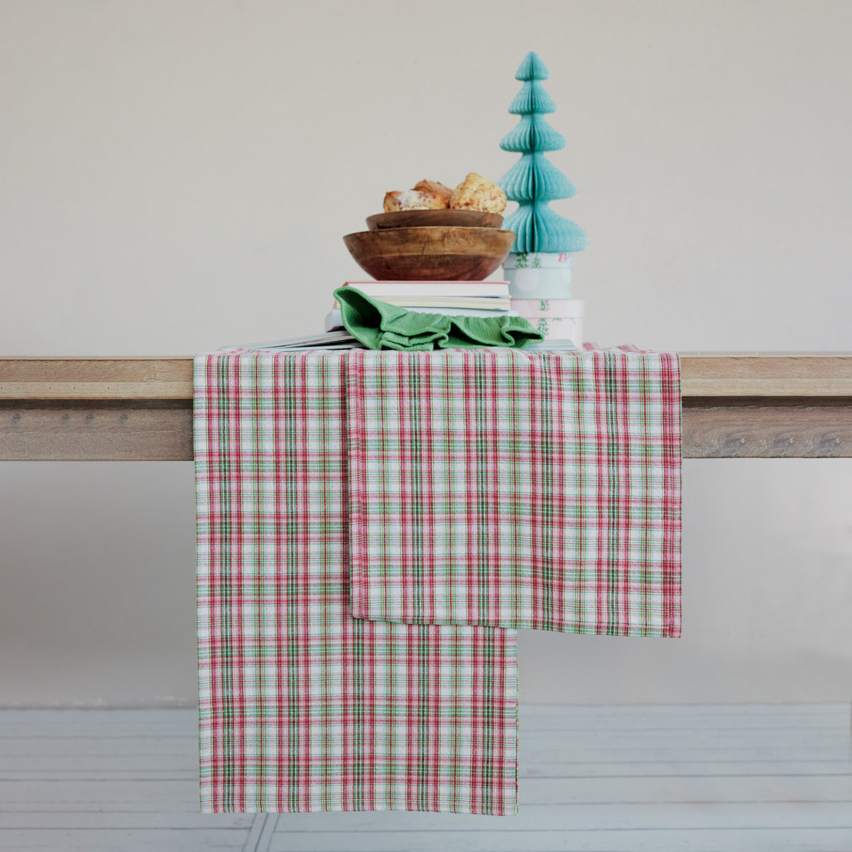 Holiday Plaid Cotton Table Runner