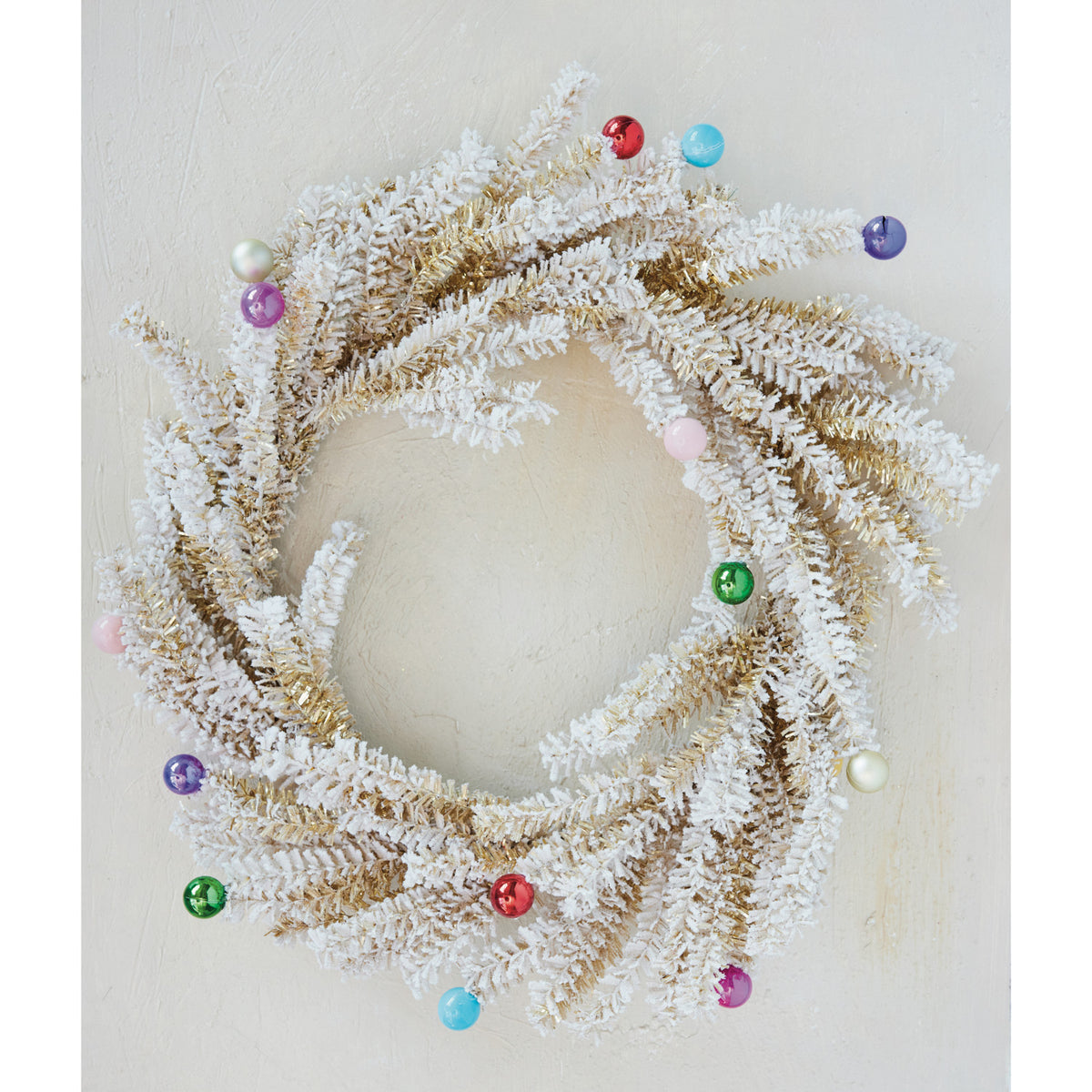 Flocked Wreath w/ Ornaments