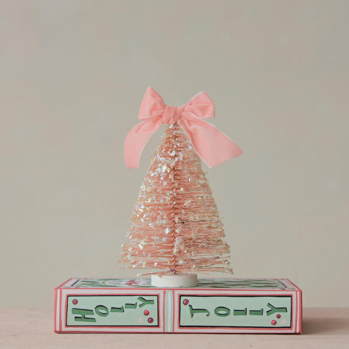 Pink Bottle Brush Tree w/ Velvet Bow