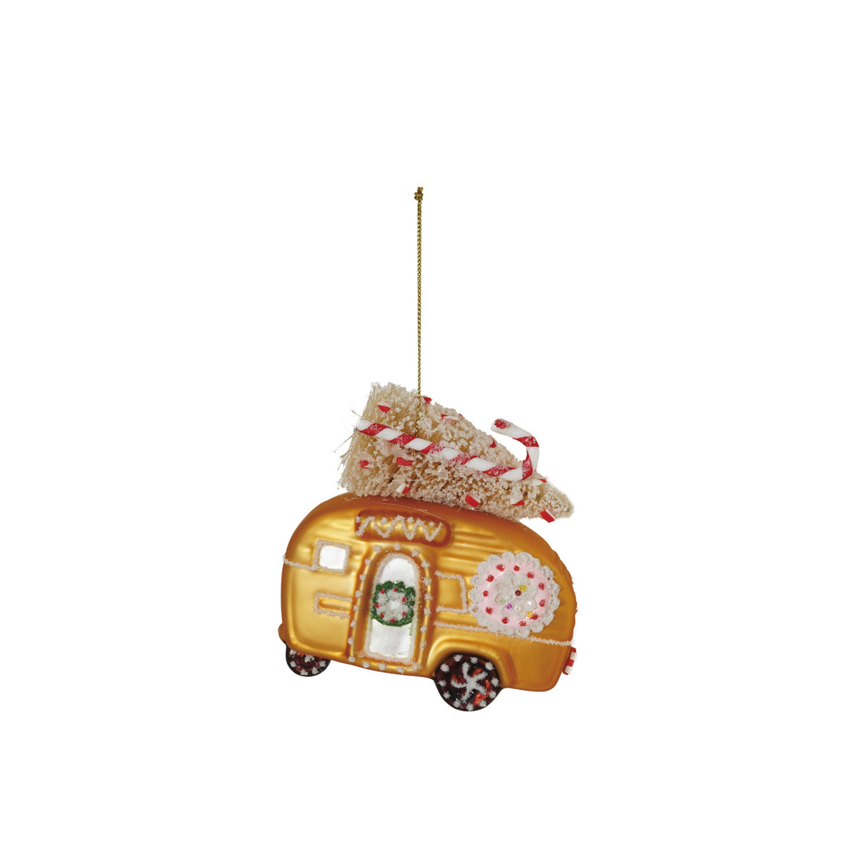 Glass Camper Gingerbread Ornament