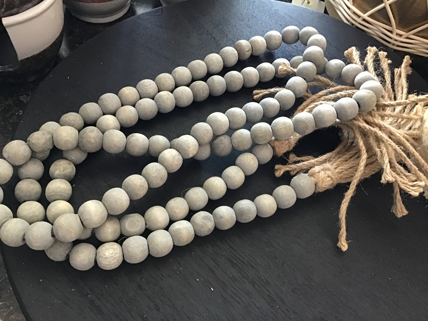 Wood bead garland - Grey