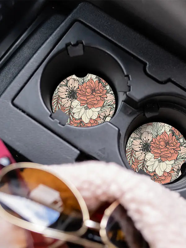 Honey Love Floral Car Coaster Set