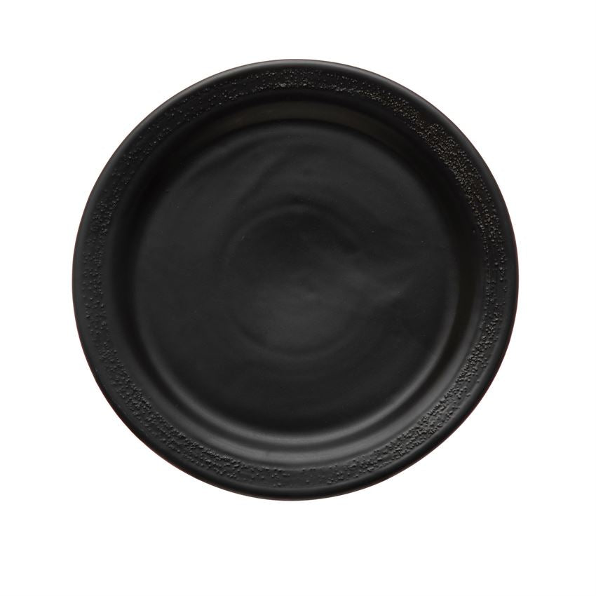 Stoneware Plate w/ Textured Rim-Black