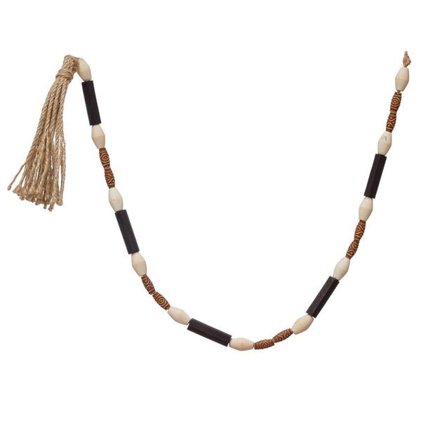 Paulownia Wood Bead Garland w/ Tassel