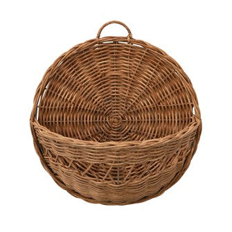 12.5" Round x 4.5"D Hand-Woven Rattan Wall Basket