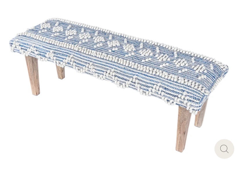 Recycled Indigo Denim Handwoven Bench