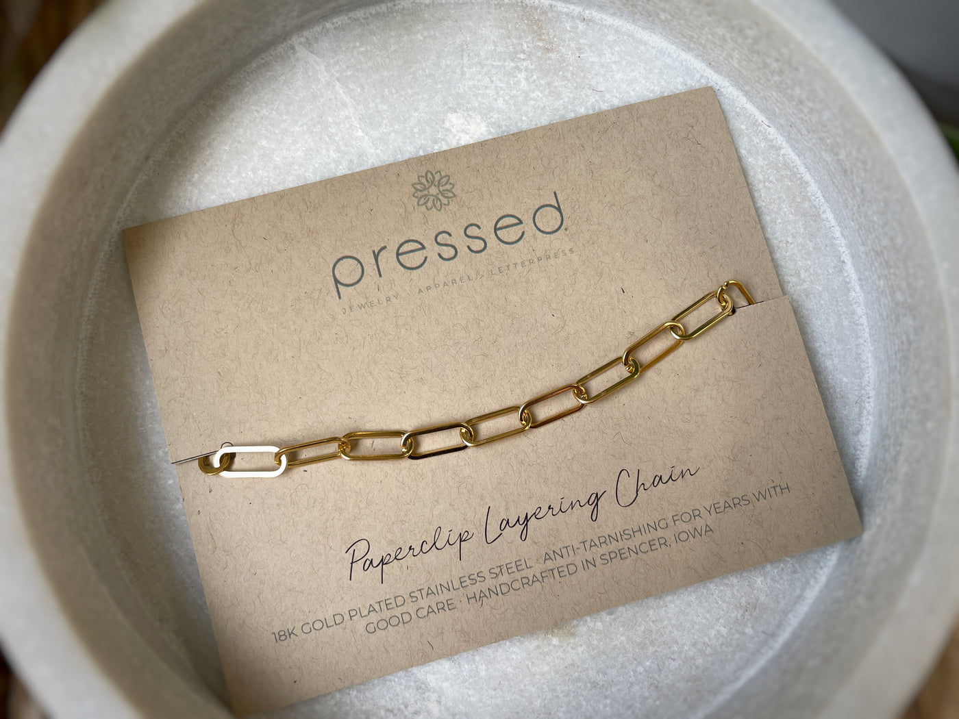 Pressed Collection Paperclip Layering Chain Necklace