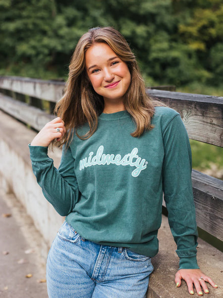 The Midwest Girl Midwesty Long Sleeve in Blue Spruce